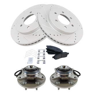 TRQ® - Performance Semi-Metallic Front Brake Kit with Hub Assemblies