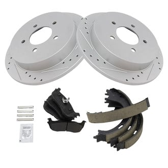 TRQ® - Performance Semi-Metallic Rear Brake Kit with Parking Brake Shoes