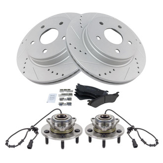 TRQ® - Performance Semi-Metallic Front Brake Kit with Hub Assemblies