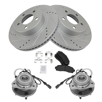 TRQ® - Performance Semi-Metallic Front Brake Kit with Hub Assemblies