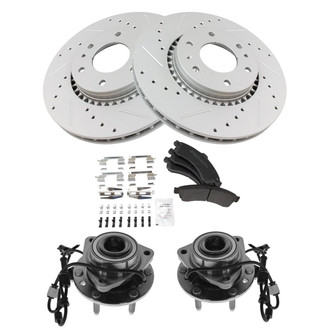 TRQ® - Performance Semi-Metallic Front Brake Kit with Hub Assemblies