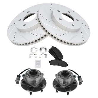 TRQ® - Performance Semi-Metallic Front Brake Kit with Hub Assemblies