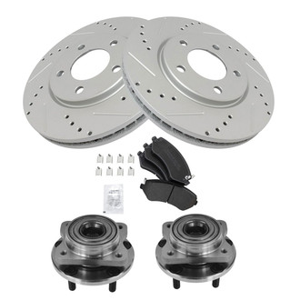 TRQ® - Performance Semi-Metallic Brake Kit with Hub Assemblies