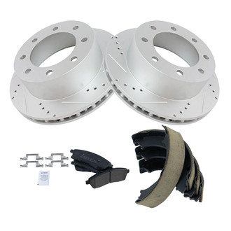 TRQ® - Performance Semi-Metallic Brake Kit with Parking Brake Shoes