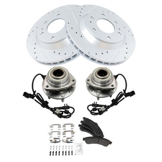 TRQ® - Performance Semi-Metallic Front Brake Kit with Hub Assemblies