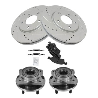 TRQ® - Performance Semi-Metallic Front Brake Kit with Hub Assemblies