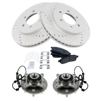 TRQ® - Performance Semi-Metallic Front Brake Kit with Hub Assemblies