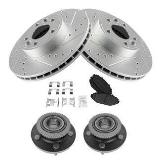 TRQ® - Performance Semi-Metallic Front Brake Kit with Hub Assemblies