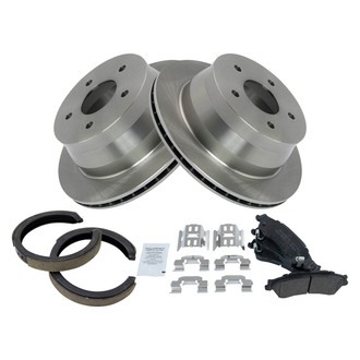 TRQ® - Performance Semi-Metallic Rear Brake Kit with Parking Brake Shoes
