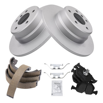 TRQ® - Performance Semi-Metallic Rear Brake Kit with Parking Brake Shoes