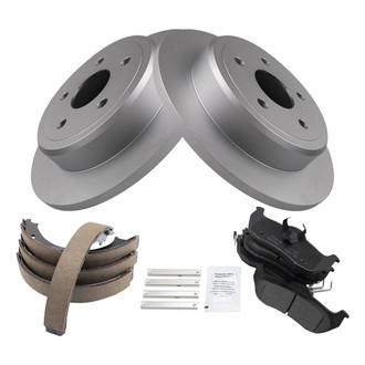 TRQ® - Performance Semi-Metallic Rear Brake Kit with Parking Brake Shoes