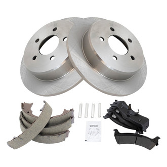 TRQ® - Performance Semi-Metallic Rear Brake Kit with Parking Brake Shoes