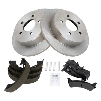 TRQ® - Performance Semi-Metallic Rear Brake Kit with Parking Brake Shoes
