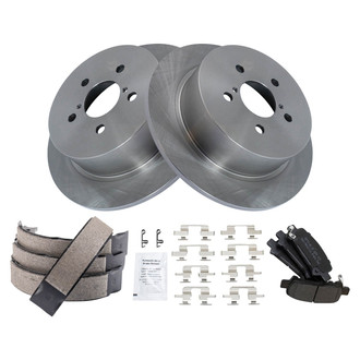 TRQ® - Performance Semi-Metallic Rear Brake Kit with Parking Brake Shoes