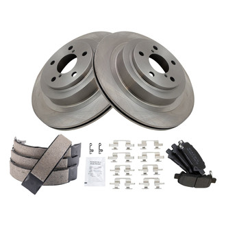 TRQ® - Performance Semi-Metallic Rear Brake Kit with Parking Brake Shoes