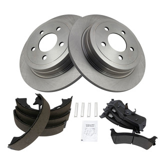 TRQ® - Performance Semi-Metallic Rear Brake Kit with Parking Brake Shoes