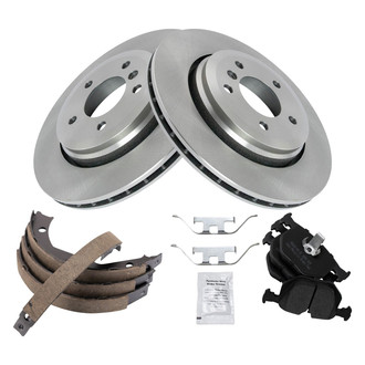 TRQ® - Performance Semi-Metallic Rear Brake Kit with Parking Brake Shoes