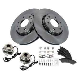 TRQ® - Performance Semi-Metallic Front Brake Kit with Hub Assemblies