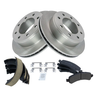 TRQ® - Performance Semi-Metallic Rear Brake Kit with Parking Brake Shoes