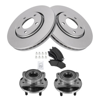 TRQ® - Performance Semi-Metallic Front Brake Kit with Hub Assemblies