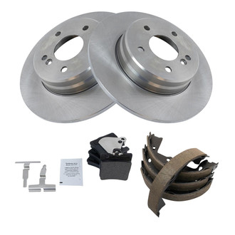 TRQ® - Performance Semi-Metallic Rear Brake Kit with Parking Brake Shoes
