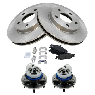 TRQ® - Performance Semi-Metallic Front Brake Kit with Hub Assemblies