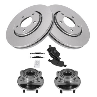 TRQ® - Performance Semi-Metallic Front Brake Kit with Hub Assemblies