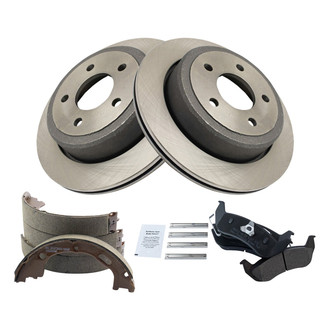 TRQ® - Performance Semi-Metallic Rear Brake Kit with Parking Brake Shoes