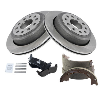 TRQ® - Performance Semi-Metallic Rear Brake Kit with Parking Brake Shoes
