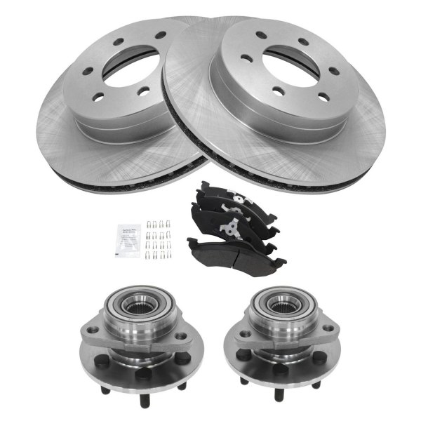 TRQ® - Performance Semi-Metallic Front Brake Kit with Hub Assemblies