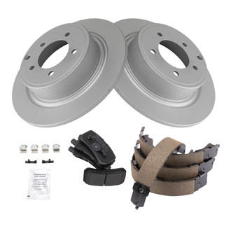 TRQ® - Performance Semi-Metallic Rear Brake Kit with Parking Brake Shoes