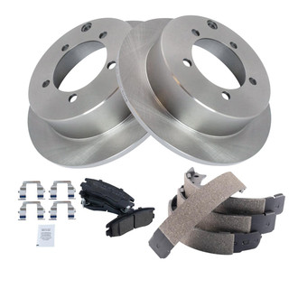 TRQ® - Performance Semi-Metallic Rear Brake Kit with Parking Brake Shoes