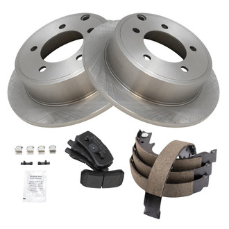 TRQ® - Performance Semi-Metallic Rear Brake Kit with Parking Brake Shoes