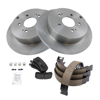 TRQ® - Performance Semi-Metallic Rear Brake Kit with Parking Brake Shoes