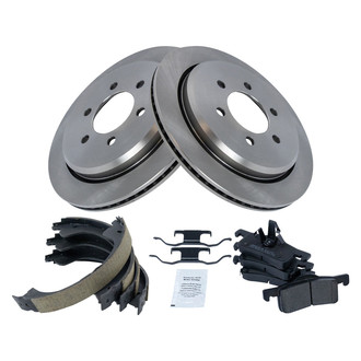 TRQ® - Performance Semi-Metallic Rear Brake Kit with Parking Brake Shoes