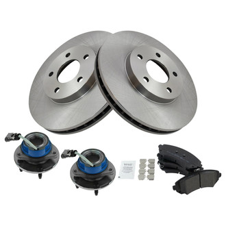 TRQ® - Front Disc Brake Kit with Semi-Metallic Pads and Hub Assemblies