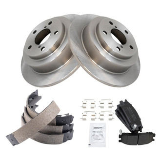 TRQ® - Performance Semi-Metallic Rear Brake Kit with Parking Brake Shoes