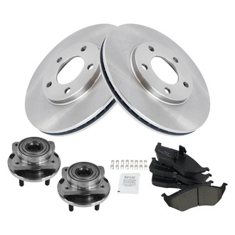 TRQ® - Performance Semi-Metallic Front Brake Kit with Hub Assemblies