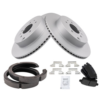TRQ® - Performance Semi-Metallic Rear Brake Kit with Parking Brake Shoes