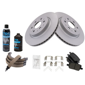 TRQ® - Rear Disc Brake Kit with Ceramic Pads and Shoes