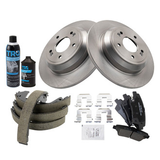 TRQ® - Rear Disc Brake Kit with Ceramic Pads and Shoes