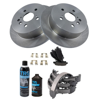 TRQ® - Rear Disc Brake Kit with Semi-Metallic Pads and Shoes