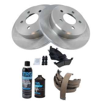 TRQ® - Rear Disc Brake Kit with Semi-Metallic Pads and Shoes