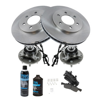TRQ® - Front Disc Brake Kit with Semi-Metallic Pads and Hub Assemblies