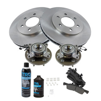 TRQ® - Front Disc Brake Kit with Semi-Metallic Pads and Hub Assemblies