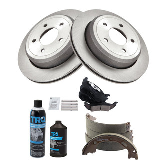 TRQ® - Rear Disc Brake Kit with Ceramic Pads and Shoes