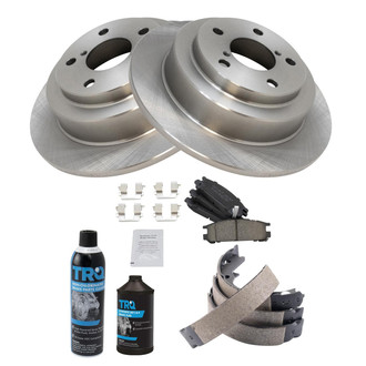 TRQ® - Rear Disc Brake Kit with Ceramic Pads and Shoes