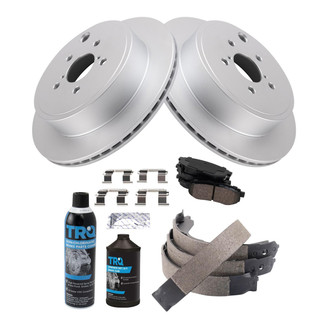TRQ® - Rear Disc Brake Kit with Ceramic Pads and Shoes