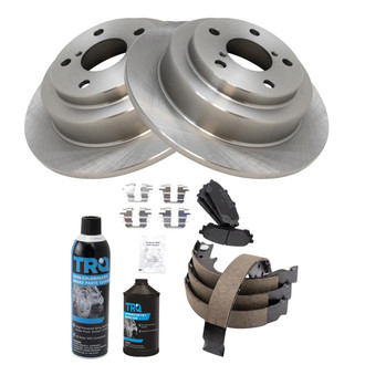 TRQ® - Rear Disc Brake Kit with Semi-Metallic Pads and Shoes