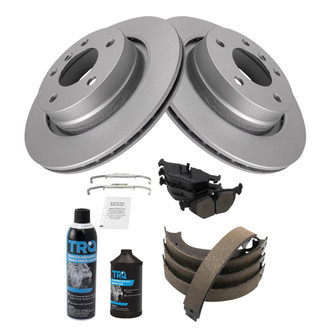 TRQ® - Rear Disc Brake Kit with Semi-Metallic Pads and Shoes